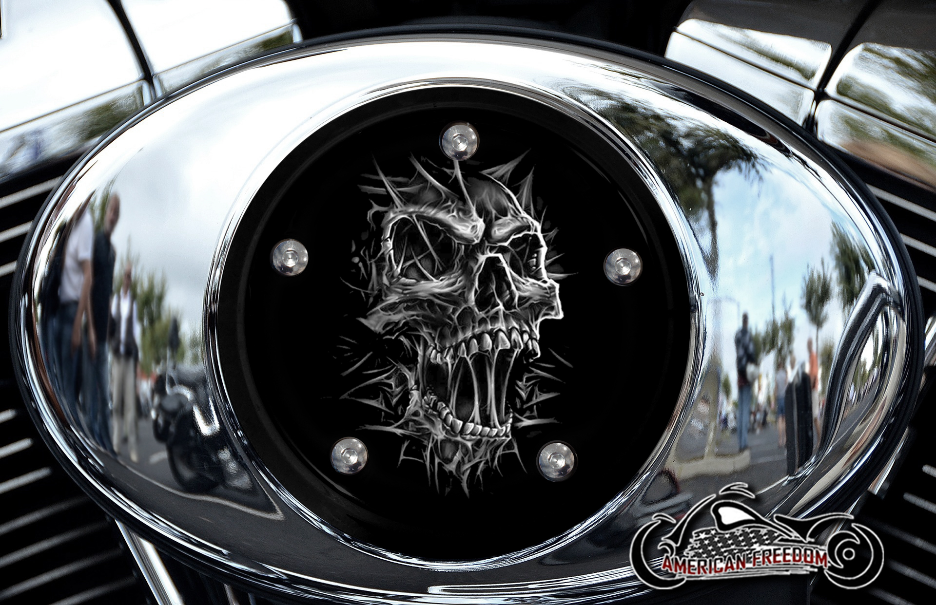 Custom Air Cleaner Cover - Webbed Skull